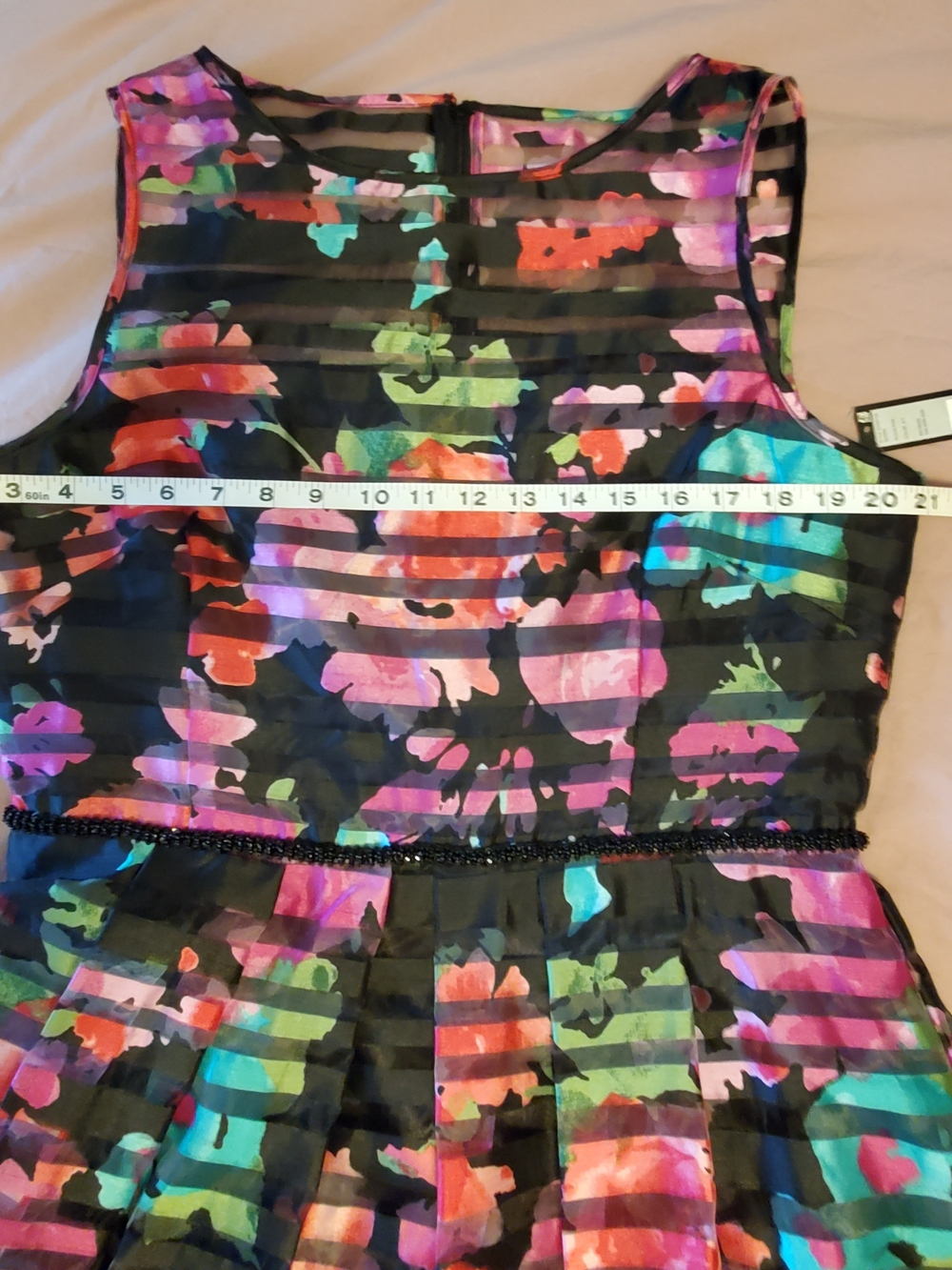 NWT Tahari Arthur S Levine Size 12 Floral Stripe Fit & Flare Dress - Picture 2 of 4
